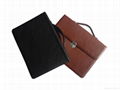 Genuine leather briefcase with handle