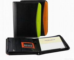 Leather/pu zippered portfolio with calculator for meeting