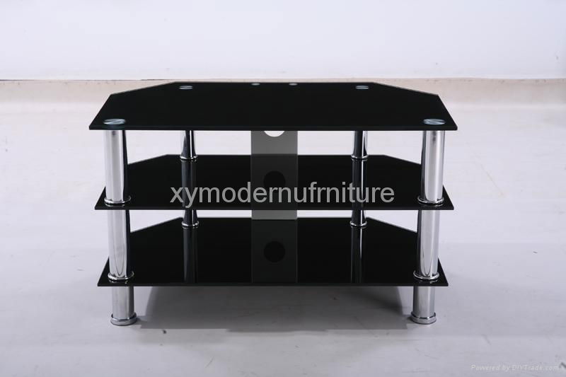 hot sell black modern design new style glass tv stand 