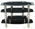 modern design black tempered glass tv stand  1