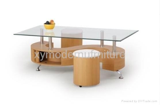 modern new style wood and glass coffee table 