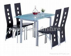 new style rectangle tempered glass dining table and pu chair 