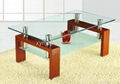 modern design rectangle wood and glass coffee table 