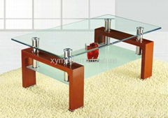 modern design rectangle wood and glass coffee table 