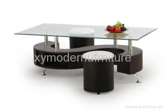 modern new style wood and glass coffee table  2