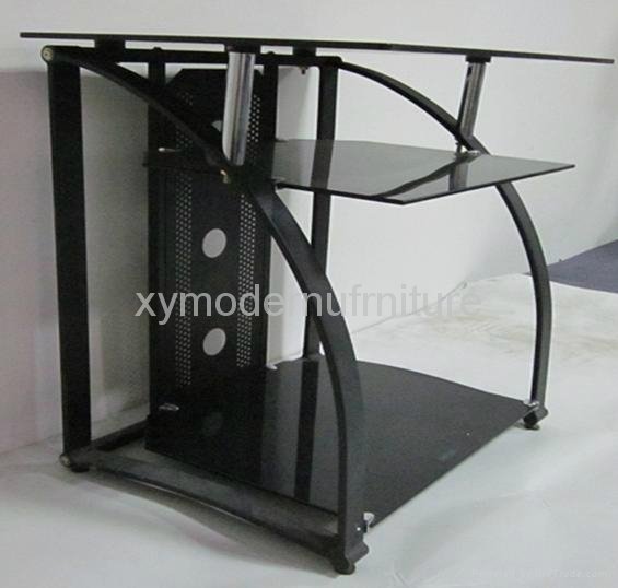 modern design black tempered glass tv stand  3