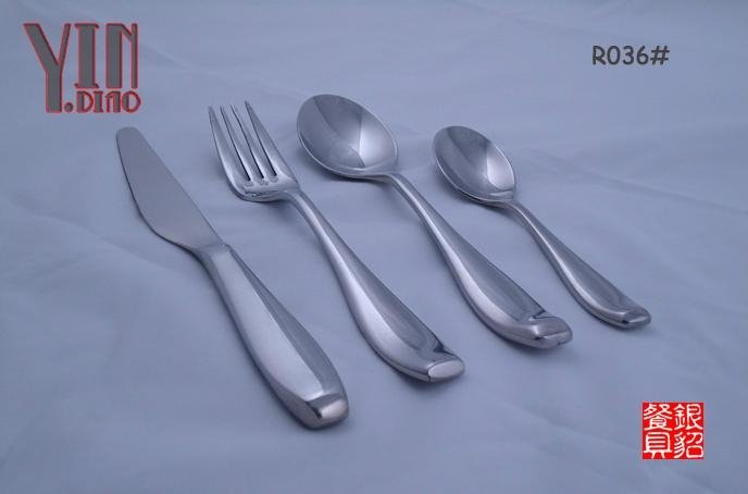供应银貂顶级不锈钢西餐刀叉勺4件套餐 3
