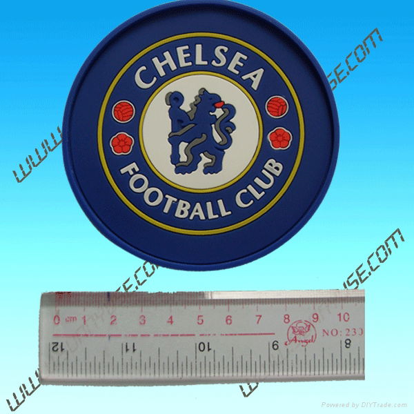 Football theme soft PVC coaster (plastic cup mat)