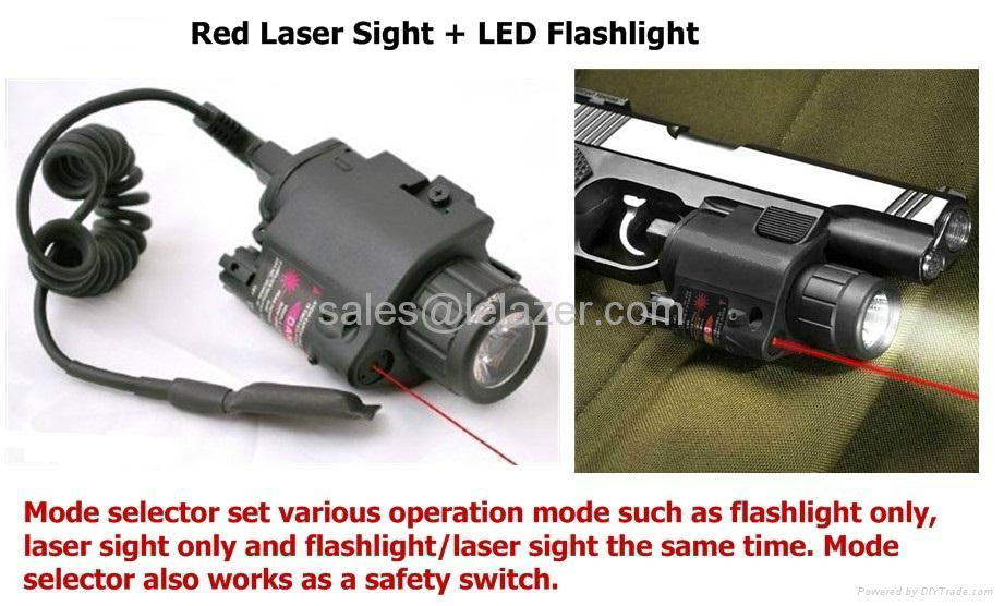 Tactical LED Flashlight Red Laser Sights Combo Weaver Mount 4 Pistol Gun Handgun