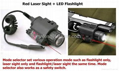 Tactical LED Flashlight Red Laser Sights Combo Weaver Mount 4 Pistol Gun Handgun