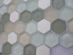 Hexagon glass mosaic tile  glass mix glass