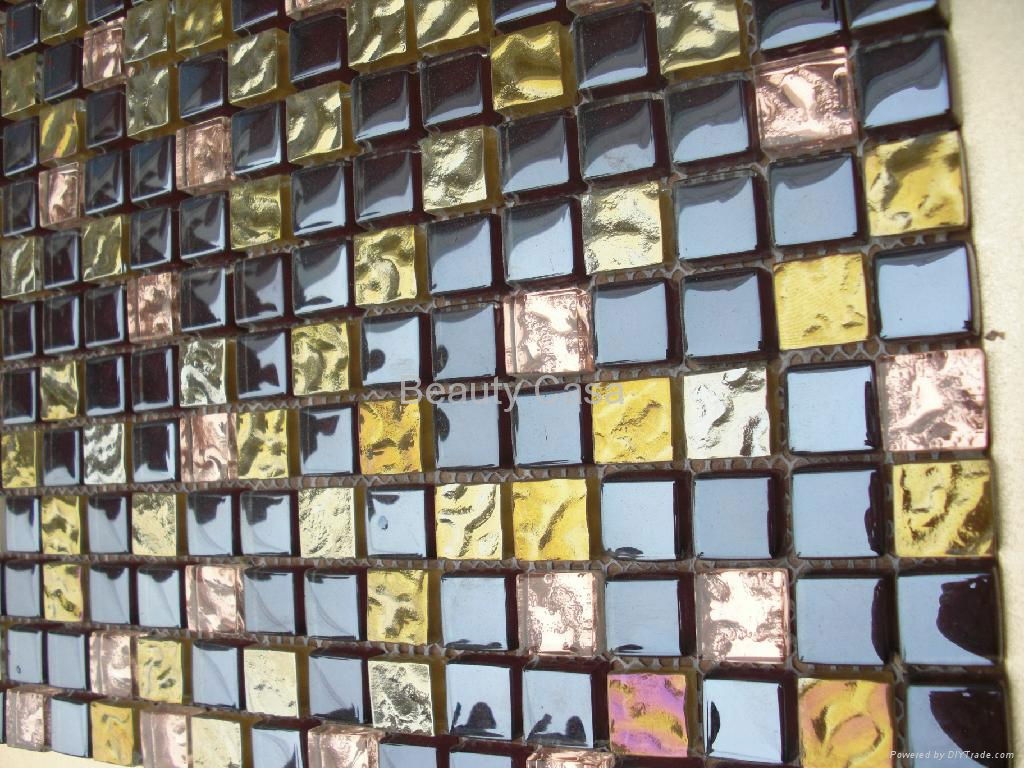 Hexagon glass mosaic tile  glass mix glass 4