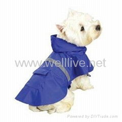 Dog Rain Coat with Reflective Stripe - Blue - Size Medium