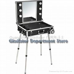 Aluminum Beauty case with legs, trolly and light (D9605)