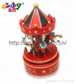 wooden music box with rocking horses 1