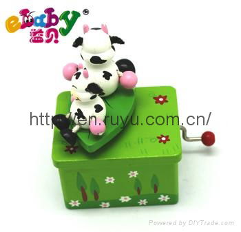 wooden music box with rocking horses 5