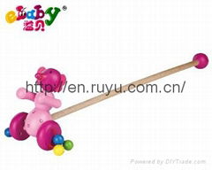 wooden push along toy with elephant