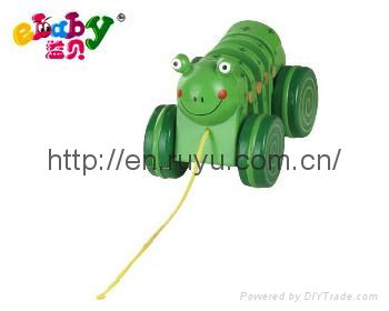 wooden pull along toy with monkey 5