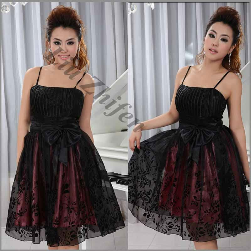 Hot sale short satin printing evening dress factory direct