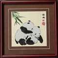 Two pandas play bamboo Brocade,Sichuan Silk Brocade gifts souvenirs 1