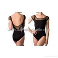 Cap short sleeve leotards with mesh 1