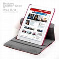 360 Degree Rotating iPad 3 Leather case with 4500mAh Battery 5