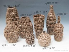 Crackled Glazed Ceramic Vases