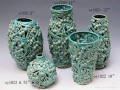 Crackled Glazed Ceramic Vases