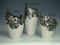 Pierced Ceramic Flower Vases in Silver