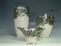 Pierced Silver Ceramic Flowerpots 1
