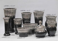 Pierced Silver Ceramic Vases and Flower Pots