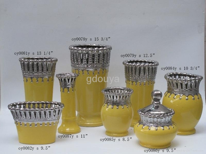Pierced Silver Ceramic Vases and Flower Pots 3