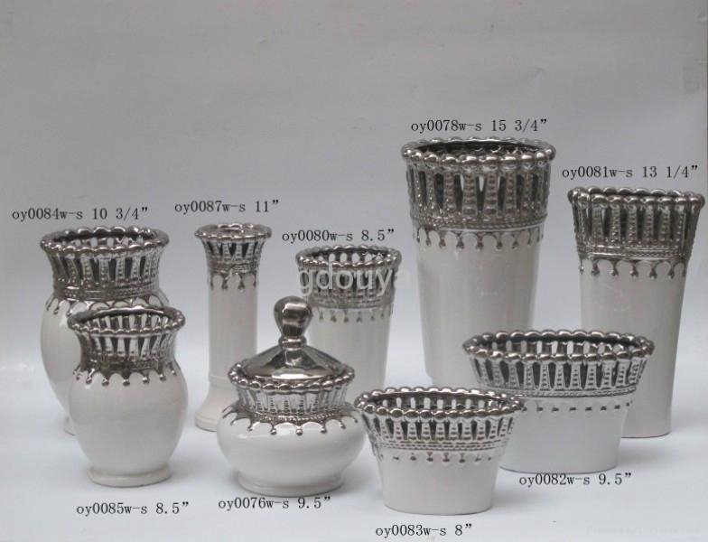 Pierced Silver Ceramic Vases and Flower Pots 4