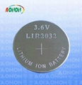 LIR2032 li ion button cell