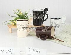 12 oz square mug with spoon 