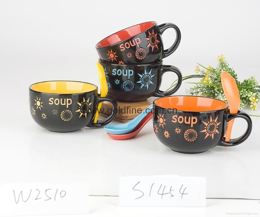 16 oz soup mug with spoon