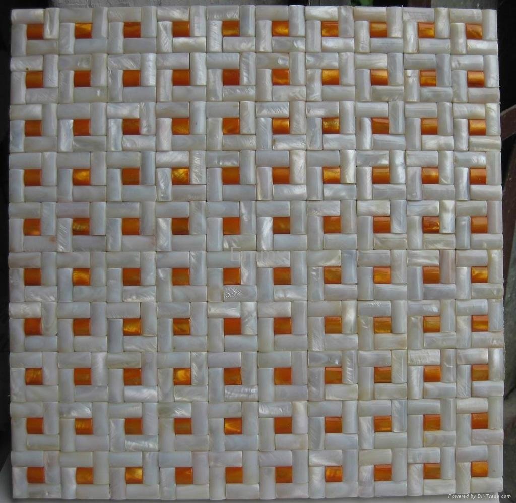 2011 Convex Natural Freshwater Shell Mosaic Tile