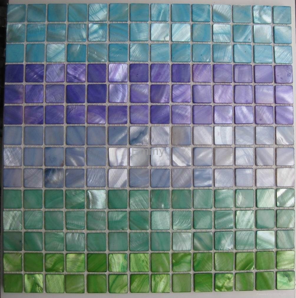 Dyed River Shell Mosaic on Mesh 2