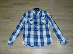 100%cotton men plaids shirt