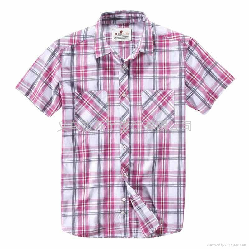 100%cotton men plaids shirt 5