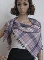 ladies checked square scaves with handmade fringes 1