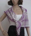 ladies checked square scaves with handmade fringes 4