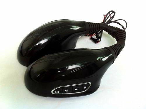 Motorcycle rearview mirriors with MP3 and FM function in black color 3