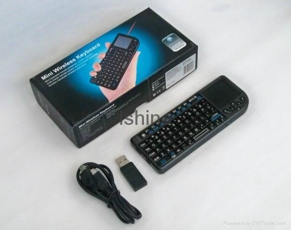 2.4Ghz mini wireless keyboard with laser+backlight+crystal keycap+touchpad 2