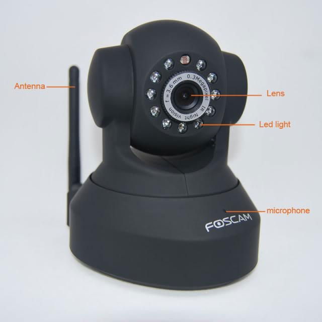 FOSCAM Black Dual Webcam CCTV WiFi Pan/Tilt IR Wireless IP Camera FI8918W 2