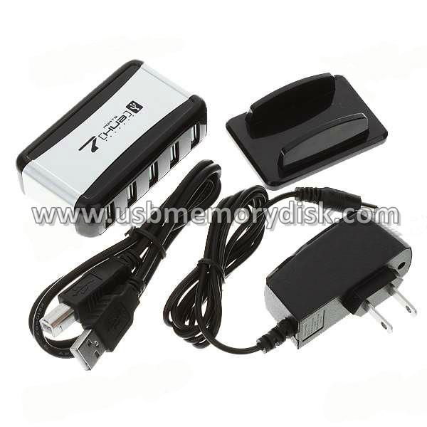 High Speed 7-Port USB 2.0 Hub with Vertical Stand(110~240V AC Adapter)