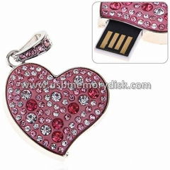 Jewelry Crystal Heart Shape USB Flash Memory Disk Pen Drive