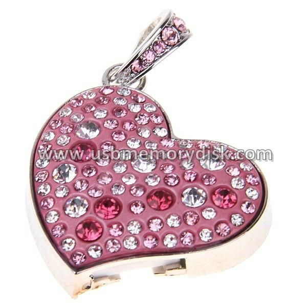 Jewelry Crystal Heart Shape USB Flash Memory Disk Pen Drive 3