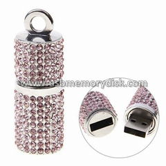 USB Crystal Pendant Lipstick Flash Memory Thumb Drive