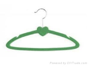 Heart-shaped plastic hanger with notches for straps 